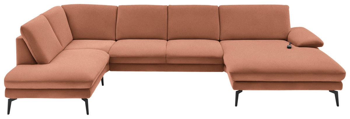 WOHNLANDSCHAFT in Webstoff Orange  - Schwarz/Orange, Design, Textil/Metall (208/344/180cm) - Dieter Knoll