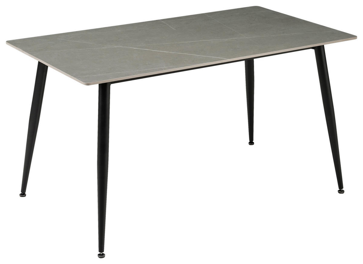 ESSTISCH in Metall, Keramik 140/80/76 cm  - Hellgrau/Schwarz, MODERN, Keramik/Metall (140/80/76cm) - MID.YOU
