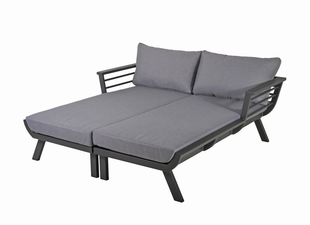 DOPPELLIEGE 170/62/175 cm  - Dunkelgrau/Grau, Basics, Kunststoff/Textil (170/62/175cm) - Gardenson