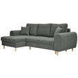 ECKSOFA in Webstoff Dunkelgrau  - Dunkelgrau/Naturfarben, KONVENTIONELL, Holz/Textil (145/250cm) - Carryhome