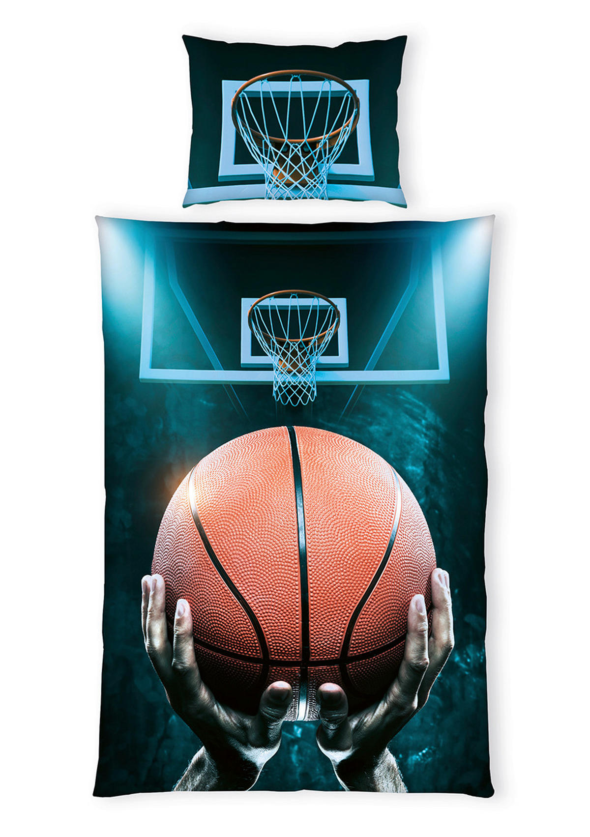 POSTELJINA ZA MLADE 140/200 cm  BASKETBALL  - narančasta/crna, Basics, tekstil (140/200cm)