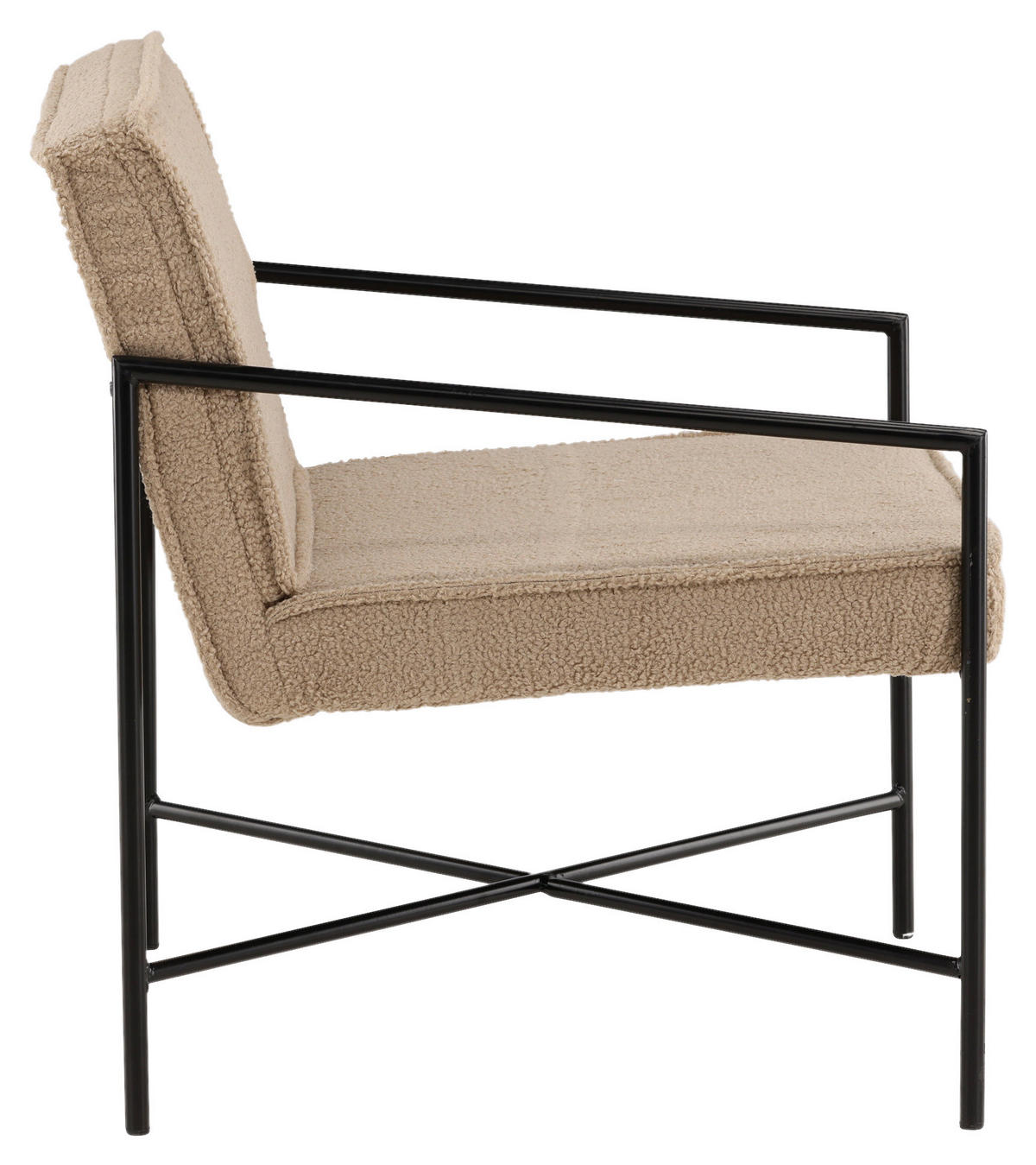 SESSEL in Teddystoff Schwarz, Beige  - Beige/Schwarz, Design, Textil/Metall (66/78/65cm) - Livetastic