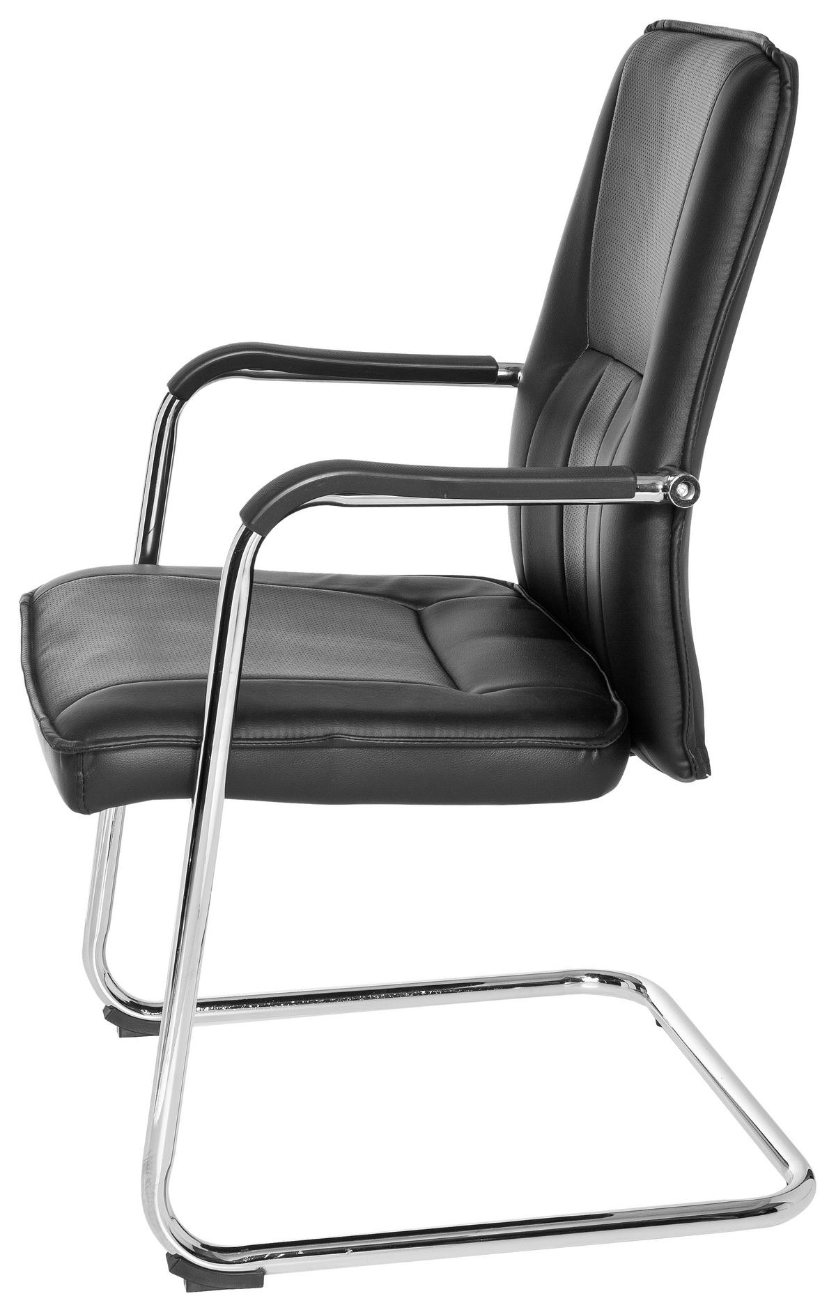 BESUCHERSTUHL  in Lederlook Schwarz  - Chromfarben/Schwarz, MODERN, Kunststoff/Textil (56/97/46cm) - MID.YOU