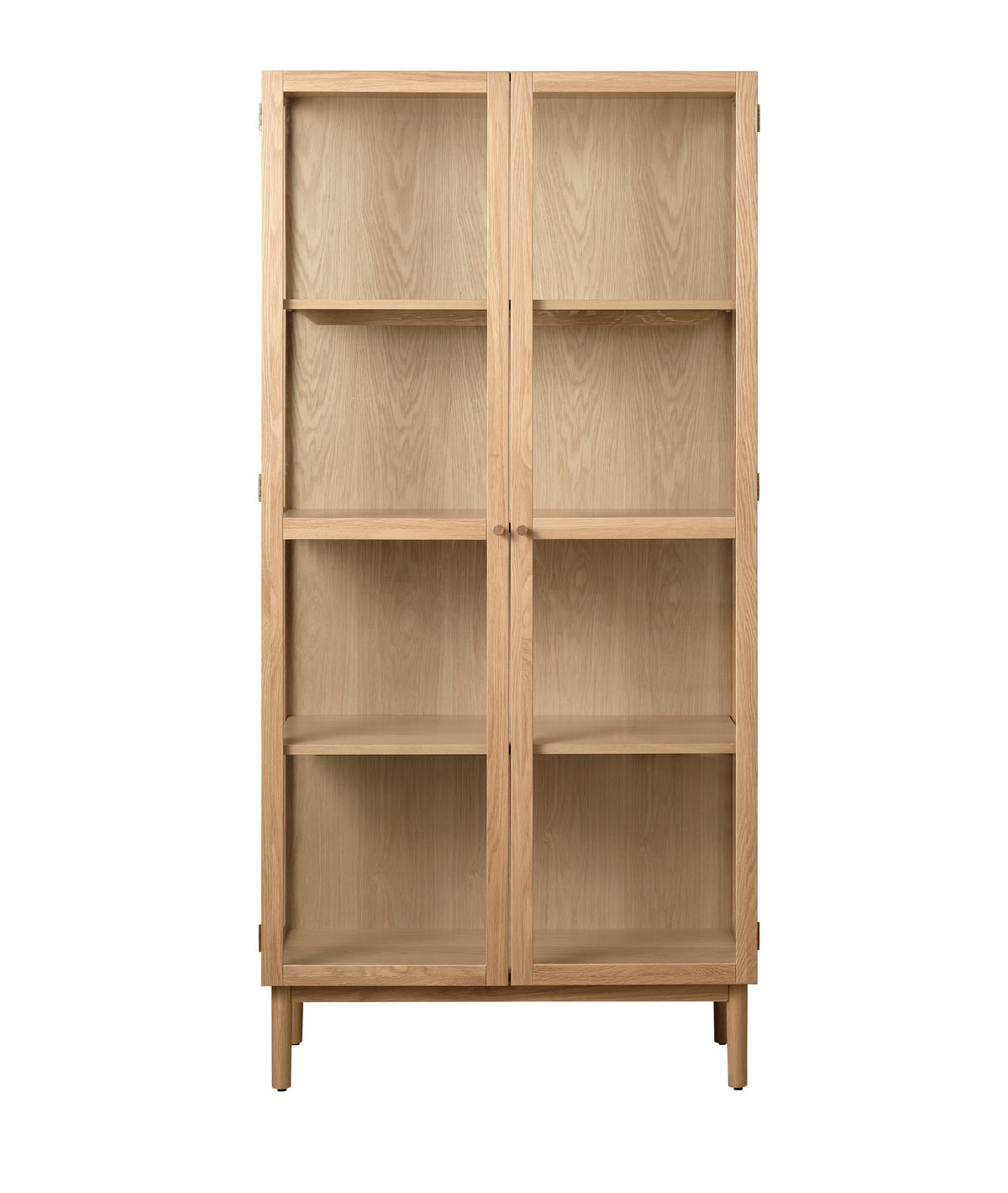 VITRINE in massiv, teilmassiv Eiche Eichefarben  - Eichefarben, Basics, Glas/Holz (90/190/40cm) - Boxxx