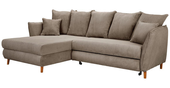 ECKSOFA in Cord Taupe  - Taupe/Eichefarben, KONVENTIONELL, Holz/Textil (284/162cm) - Carryhome