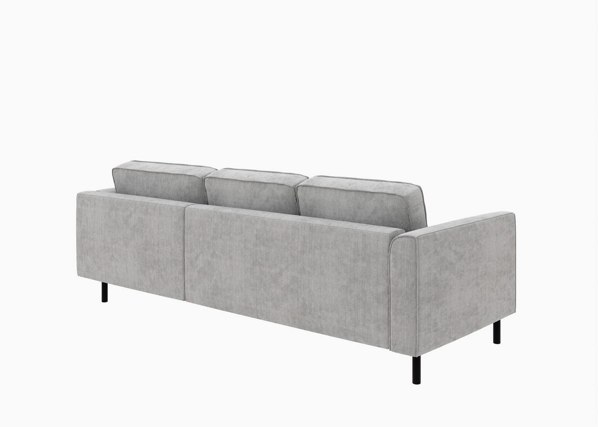 ECKSOFA  in Cord Grau  232/161 cm  - Schwarz/Grau, MODERN, Textil/Metall (232/161cm) - Trendmanufaktur