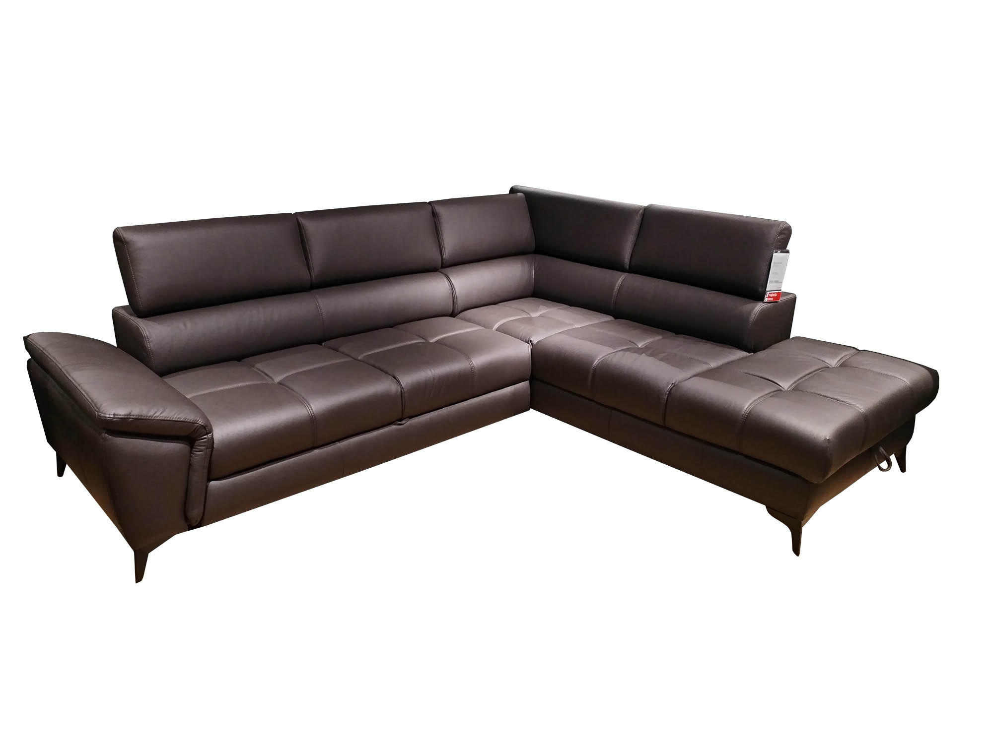 UGAONA GARNITURA tamnobraon  - tamnobraon/crna, Moderno, koža/metal (265x222/75-95/98cm) - Welnova