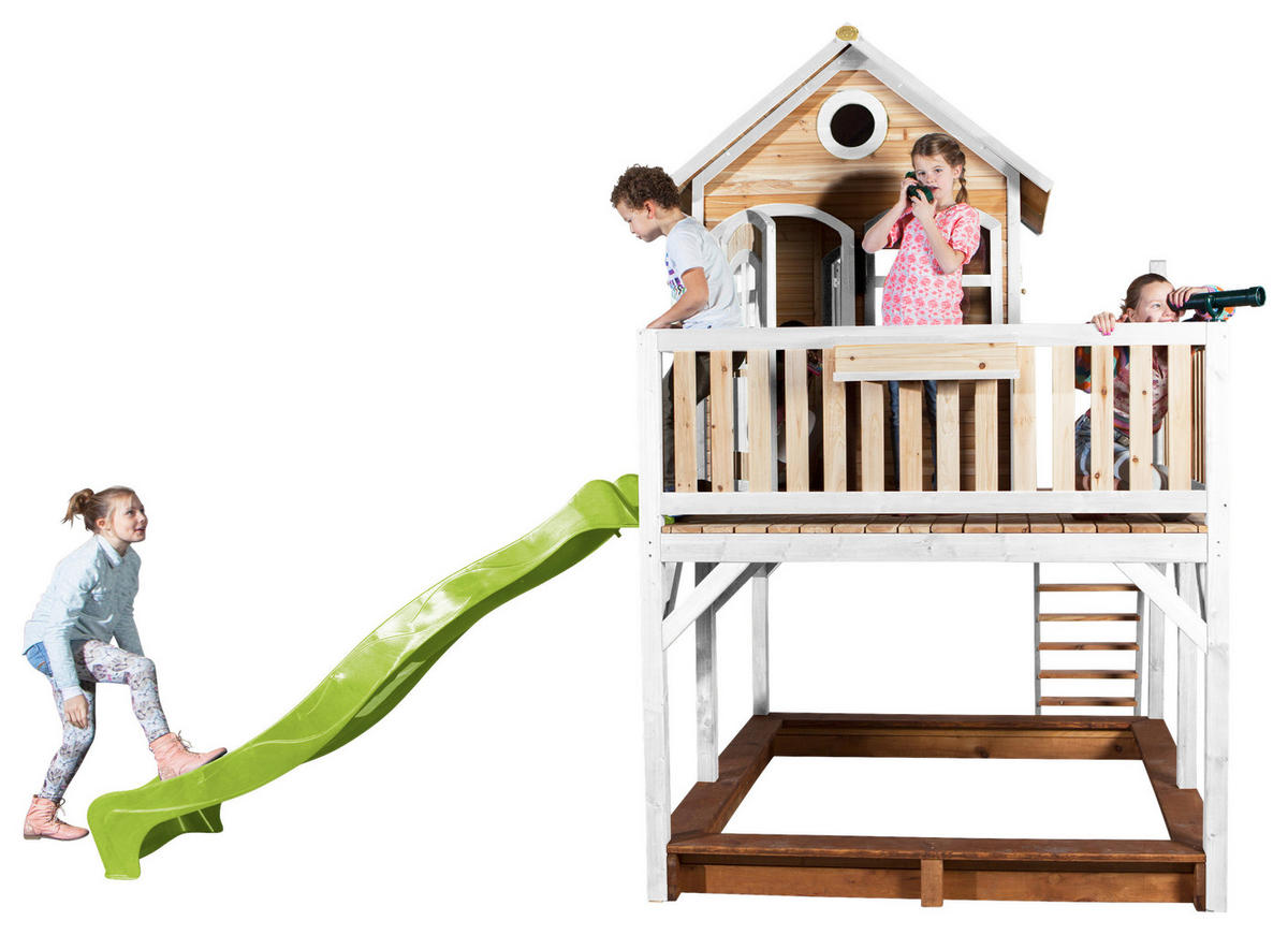 SPIELTURM 377/291/255 cm  - Braun/Weiß, KONVENTIONELL, Holz (377/291/255cm) - Ambia Garden
