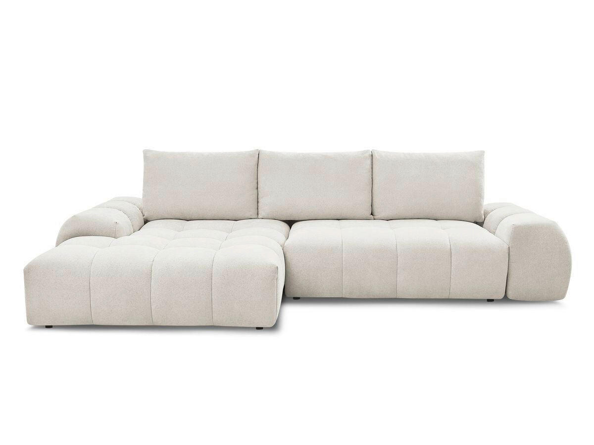 ECKSCHLAFSOFA EVEREST  mit Rücken echt, Armteil links, Armteil rechts Struktur Beige  - Beige/Schwarz, MODERN, Kunststoff/Textil (318/180cm) - Livetastic
