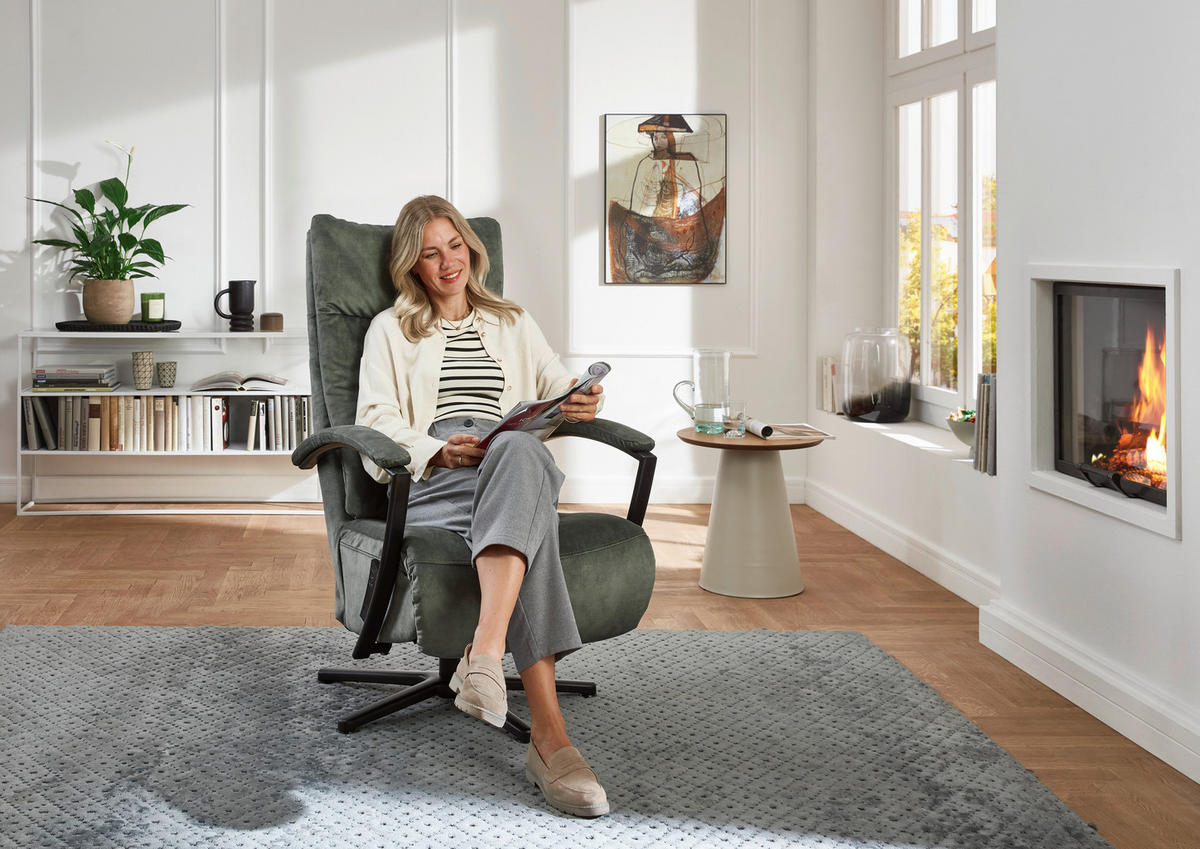 RELAXSESSEL in Textil Dunkelgrün  - Dunkelgrün/Schwarz, Design, Textil/Metall (66/112/83cm) - Beldomo Speed