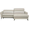 ECKSOFA Hellgrau Echtleder  - Hellgrau/Schwarz, Design, Leder/Metall (246/175cm) - Livetastic