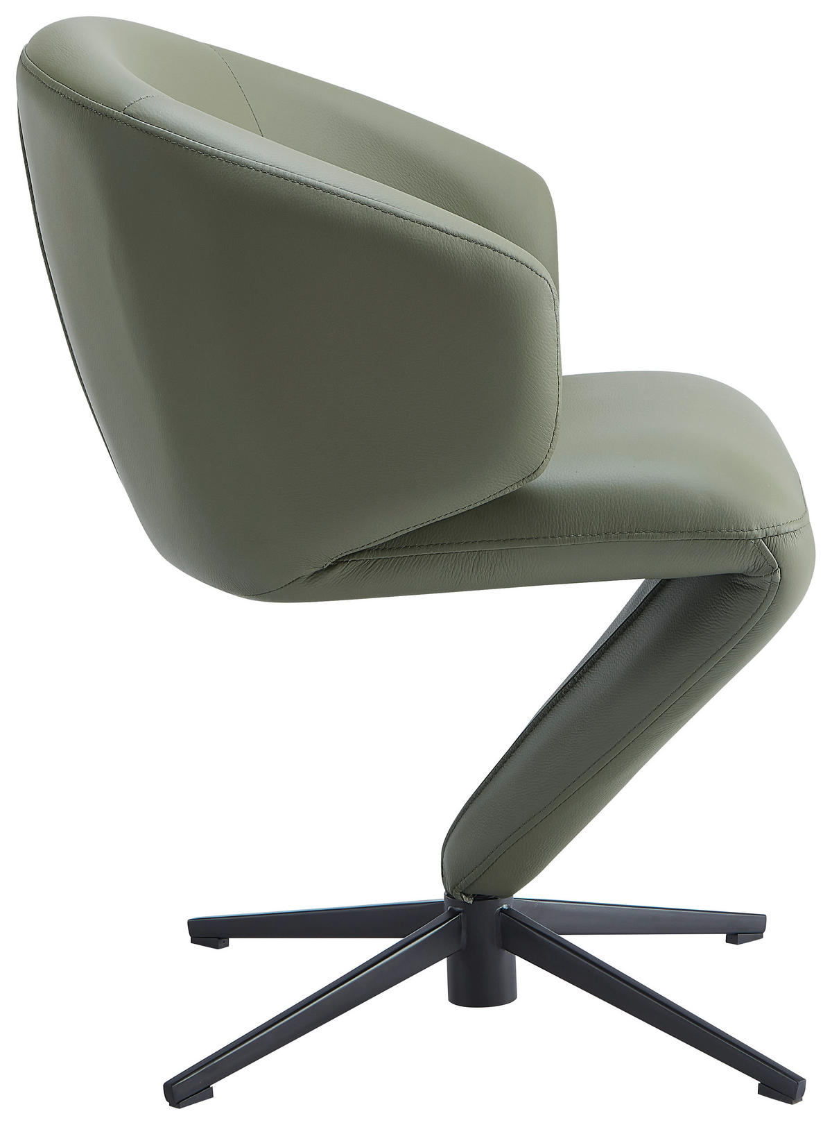 STOL MED ARMSTÖD järn äkta läder pigmenterad  - olivgrön/svart, Design, metall/läder (62/82/62cm) - Moderano