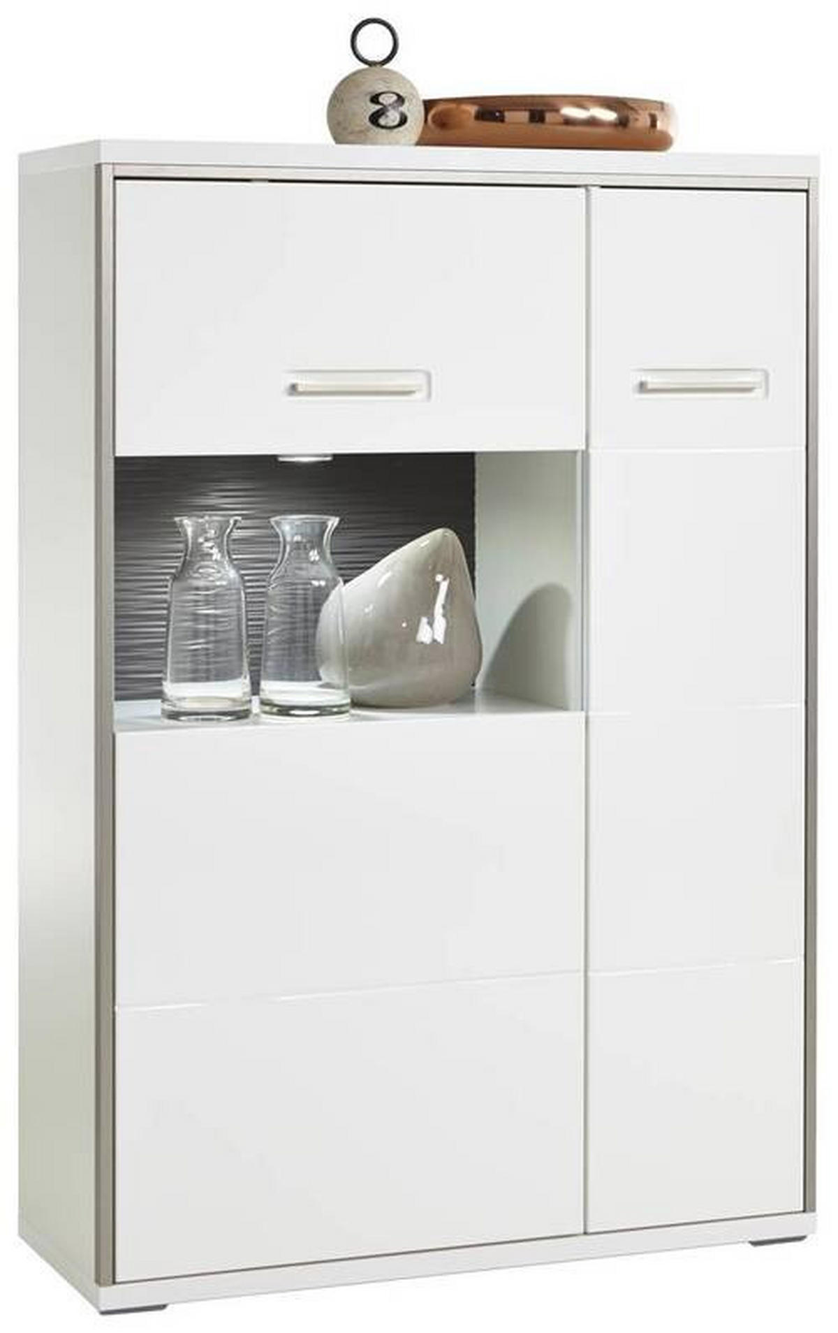 VYSOKÁ KOMODA, šedá, barvy stříbra, bílá, 94/137/38 cm - bílá/šedá, Design, kov/kompozitní dřevo (94/137/38cm) - Livetastic