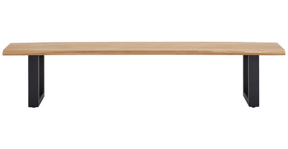 SITZBANK 220/45/38 cm Schwarz, Wildeiche Wildeiche mehrschichtige Massivholzplatte (Tischlerplatte) Metall  - Wildeiche/Schwarz, LIFESTYLE, Holz/Metall (220/45/38cm) - Linea Natura