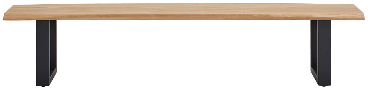 SITZBANK 220/45/38 cm Schwarz, Wildeiche Wildeiche mehrschichtige Massivholzplatte (Tischlerplatte) Metall  - Wildeiche/Schwarz, LIFESTYLE, Holz/Metall (220/45/38cm) - Linea Natura
