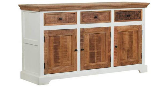 SIDEBOARD Akazie, Mangoholz vollmassiv Naturfarben, Weiß  - Schwarz/Naturfarben, ROMANTIK / LANDHAUS, Holz/Metall (160/90/45cm) - Landscape