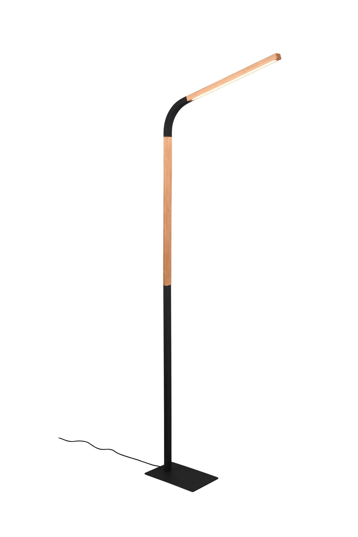 LED STOJACÍ LAMPA, 169,5 cm - černá/přírodní barvy, Basics, kov/dřevo (169,5cm)