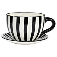 BLUMENTOPF   - Schwarz/Weiß, Basics, Keramik (34/16/28cm)