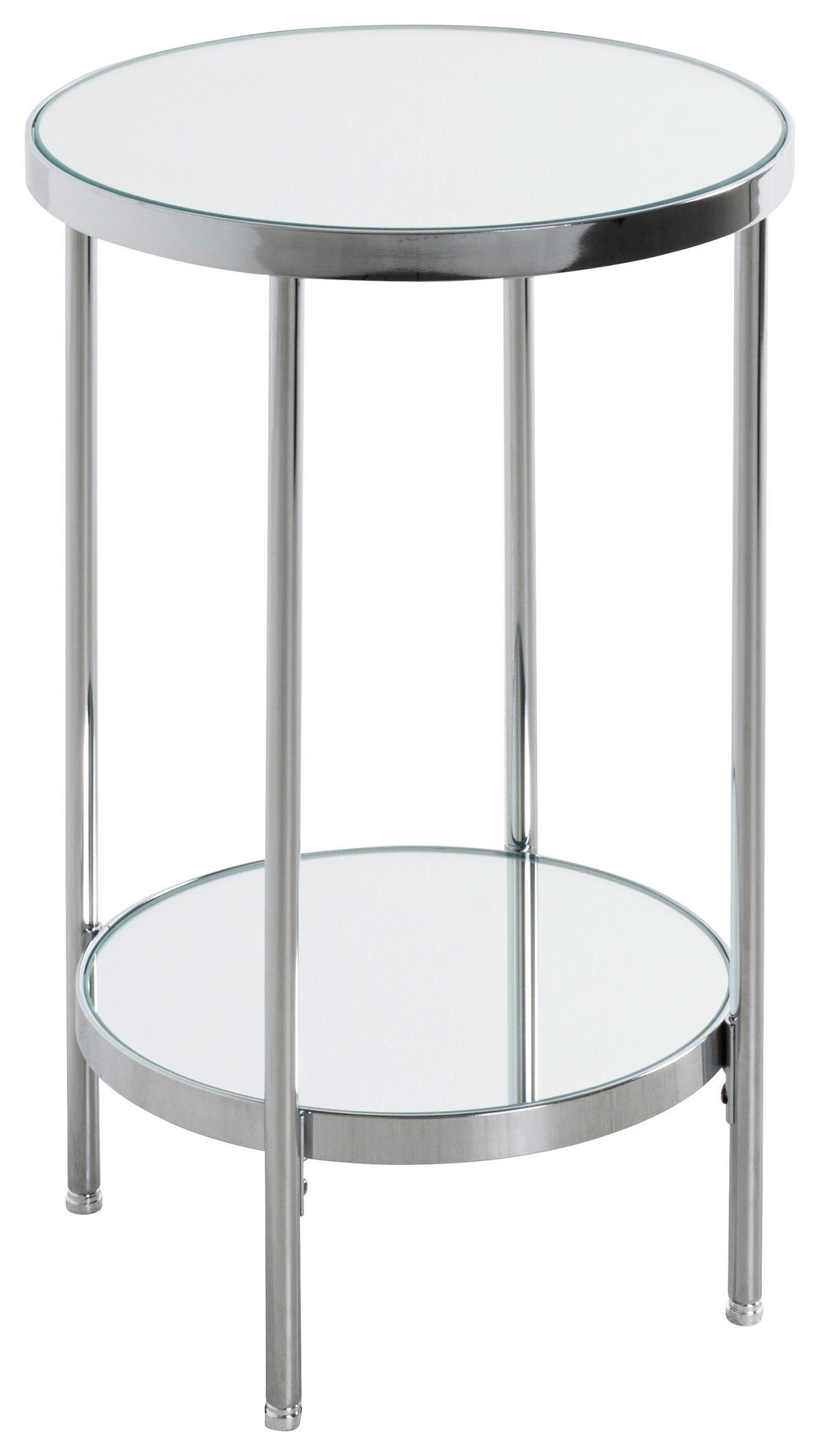 BEISTELLTISCH 28/28/46 cm Chromfarben rund  - Chromfarben, Trend, Glas/Metall (28/28/46cm)