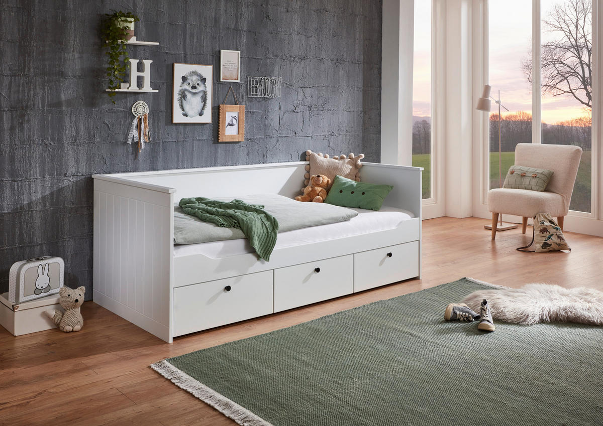 BETT 90/200 cm  in Weiß  - Hellbraun/Weiß, KONVENTIONELL, Holz/Holzwerkstoff (90/200cm) - Carryhome