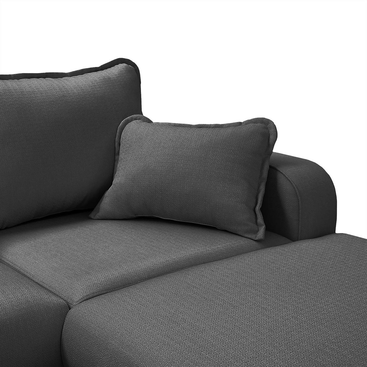 WOHNLANDSCHAFT in Textilgeflecht Dunkelgrau  - Wengefarben/Dunkelgrau, Design, Holz/Textil (167/296/170cm) - Livetastic