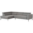 ECKSOFA Grau Feincord  - Schwarz/Grau, Design, Textil/Metall (205/280cm) - Xora