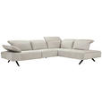 ECKSOFA Greige Echtleder  - Greige/Anthrazit, Design, Leder/Metall (290/230cm) - Ambiente