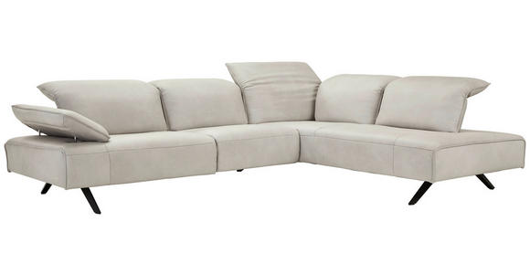 ECKSOFA in Echtleder Greige  - Greige/Anthrazit, Design, Leder/Metall (290/230cm) - Ambiente