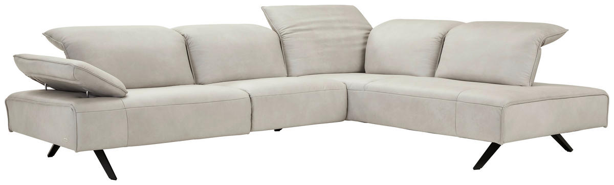 ECKSOFA in Echtleder Greige  - Greige/Anthrazit, Design, Leder/Metall (290/230cm) - Johann Jakob