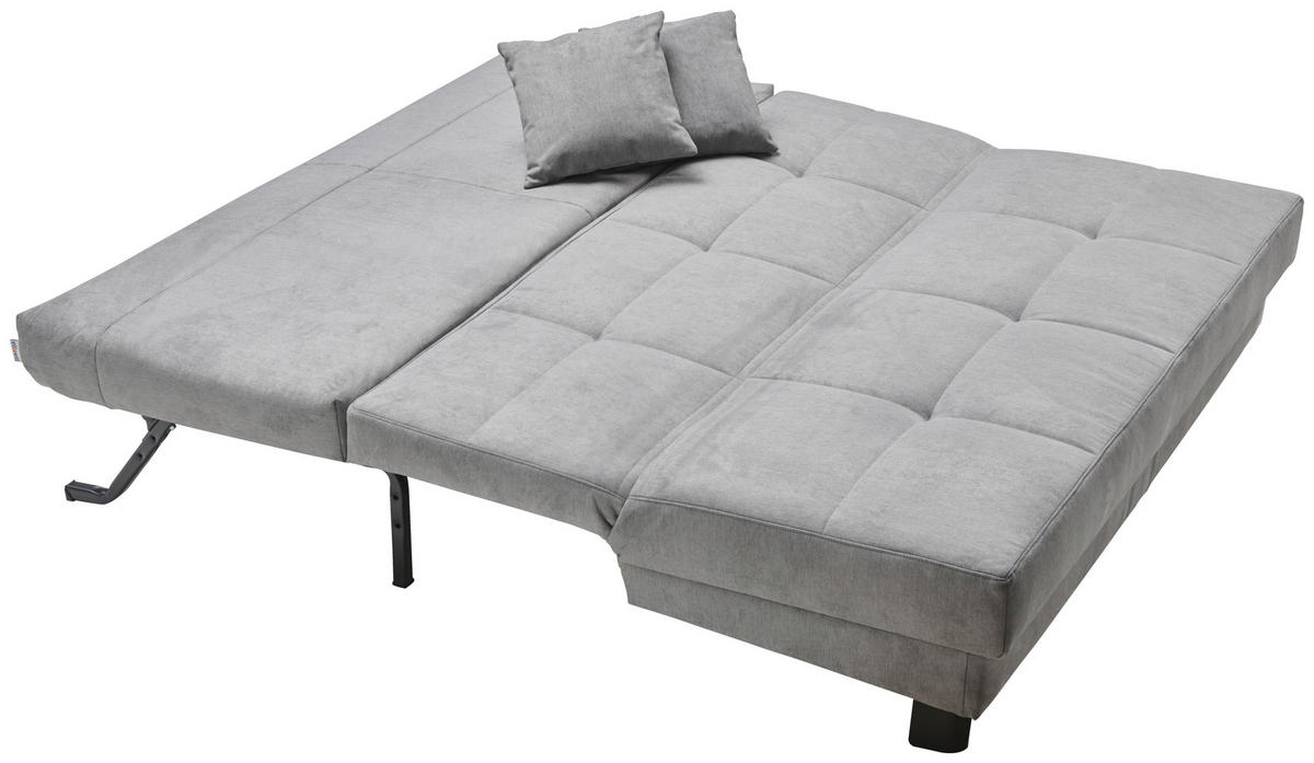 SCHLAFSOFA Mikrovelours Grau  - Schwarz/Grau, KONVENTIONELL, Textil/Metall (185/85/100cm) - Carryhome