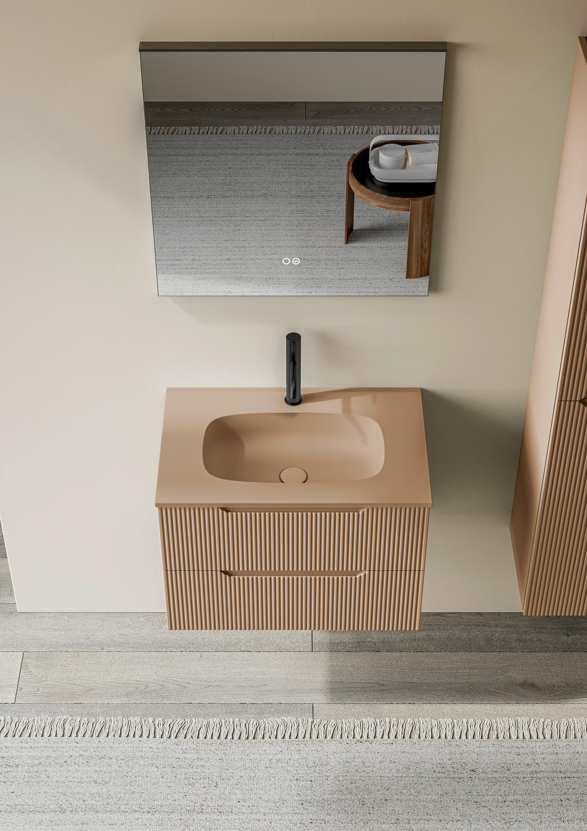 BADEZIMMER 3-teilig 80 cm  - Altrosa, Konventionell, Holzwerkstoff/Stein (80cm) - Belluti