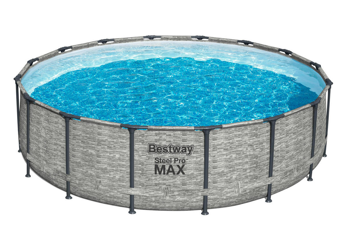 SCHWIMMBECKEN 5619E 488/122 cm  - Blau/Weiß, Basics, Kunststoff/Metall (488/122cm) - Bestway