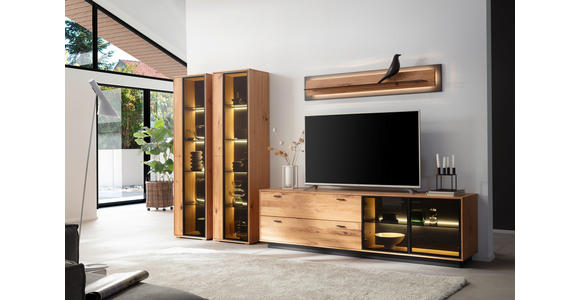 WOHNWAND  in Anthrazit, Eichefarben  333/190/50 cm  - Eichefarben/Anthrazit, Natur, Glas/Holz (333/190/50cm) - Linea Natura