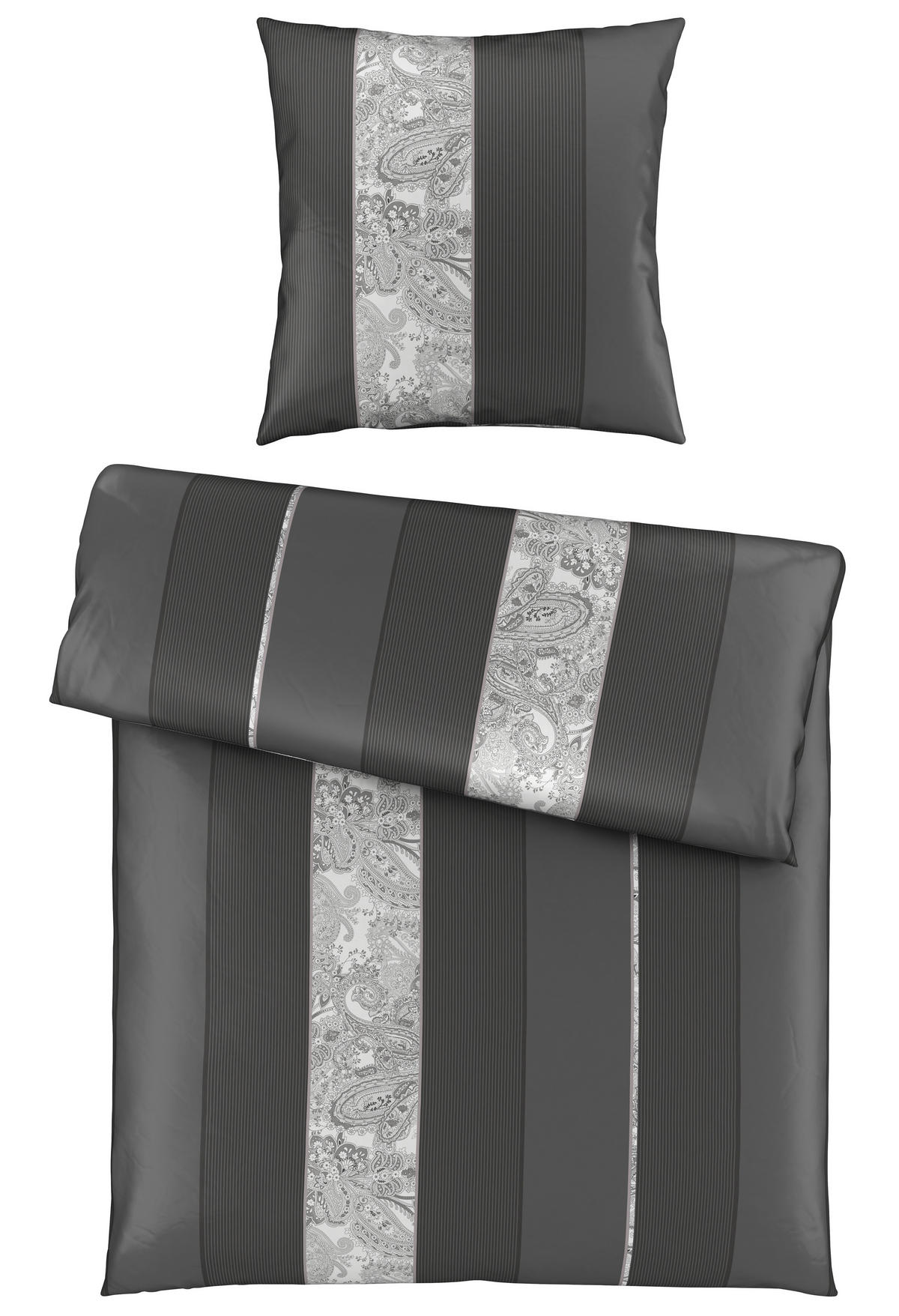 BETTWÄSCHESET STRIPES DK Satin 160/210 cm  65 cm/100 cm  - Anthrazit, Design, Textil (160/210cm) - Dieter Knoll