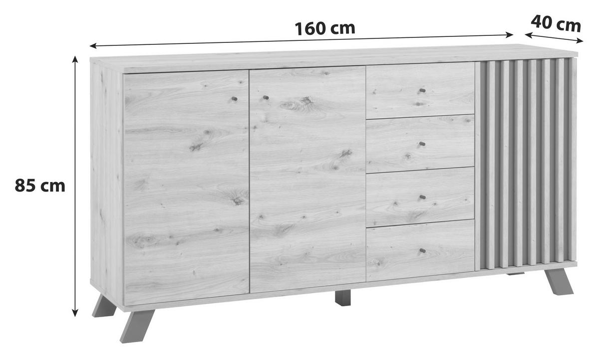SIDEBOARD Medan 160/85/40 cm 4 Schublade(n)  - Anthrazit/Schwarz, LIFESTYLE, Holzwerkstoff/Metall (160/85/40cm) - MID.YOU