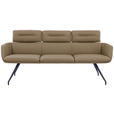 SITZBANK 200/91/70 cm Echtleder Schwarz, Taupe  - Taupe/Schwarz, Design, Leder/Metall (200/91/70cm) - Dieter Knoll