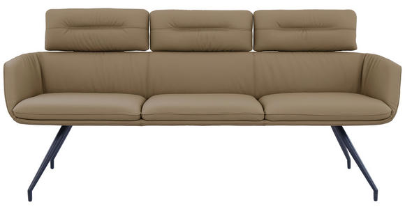 SITZBANK 200/91/70 cm Echtleder Schwarz, Taupe  - Taupe/Schwarz, Design, Leder/Metall (200/91/70cm) - Dieter Knoll