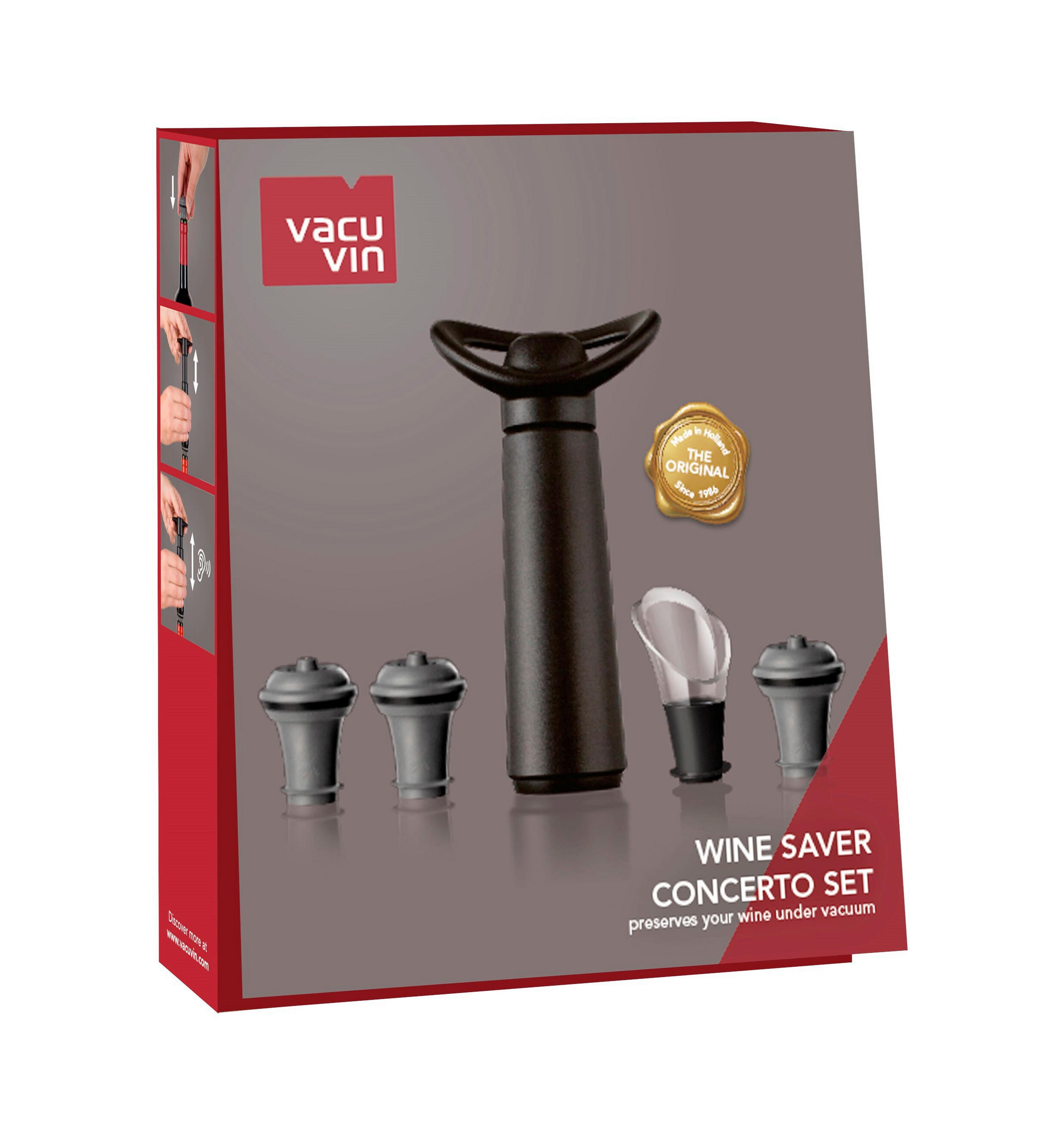 SET ZA VINO - siva/crna, Basics, plastika (16.5/19/4.9cm) - Vacu Vin