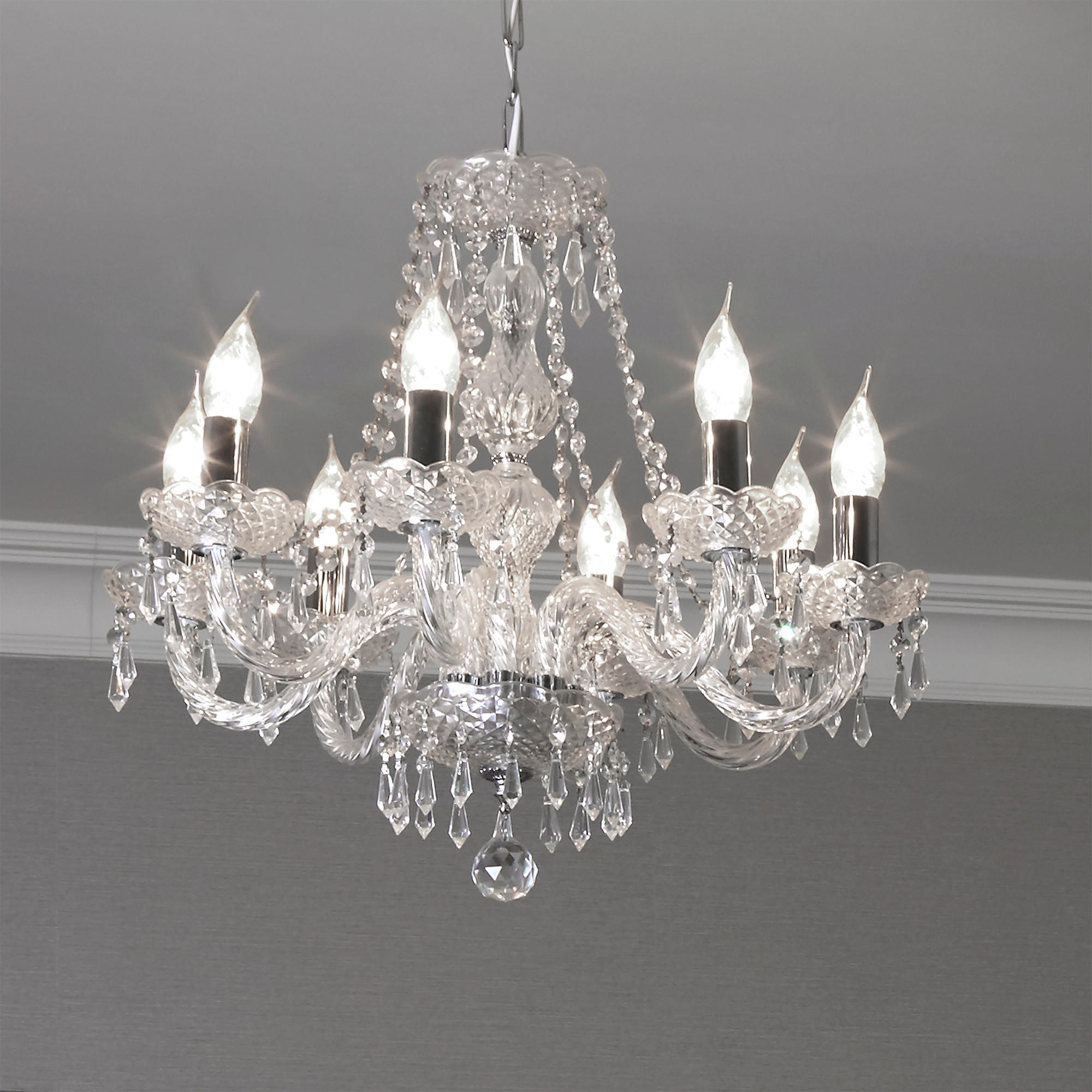 KRONLEUCHTER Hale 57/57/54.5 cm   - Chromfarben/Klar, Design, Glas/Metall (57/57/54.5cm) - Searchlight