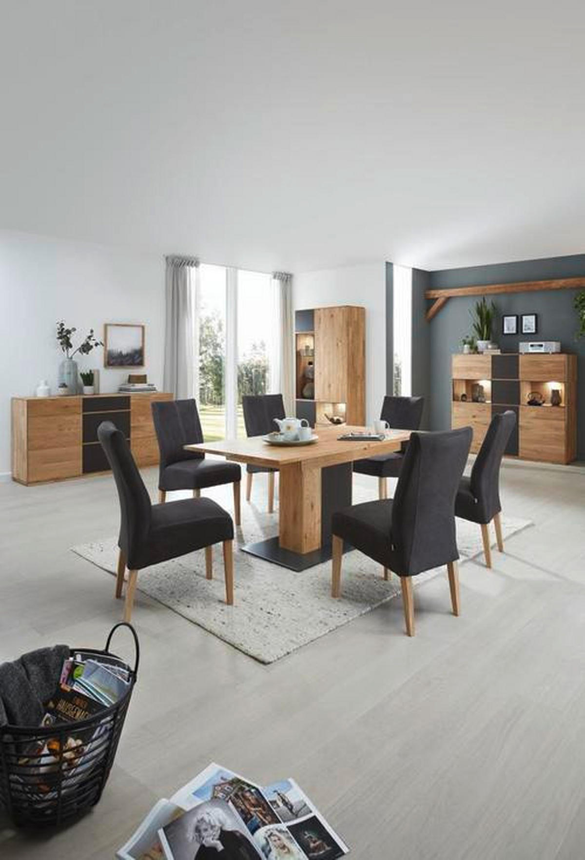 SIDEBOARD  in 177/89/42 cm  - Eichefarben/Anthrazit, Natur, Glas/Holz (177/89/42cm) - Waldwelt