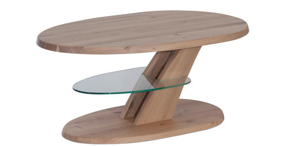 COUCHTISCH in Holz, Glas 100/65/48-65 cm  - Eichefarben, Natur, Glas/Holz (100/65/48-65cm) - Venda