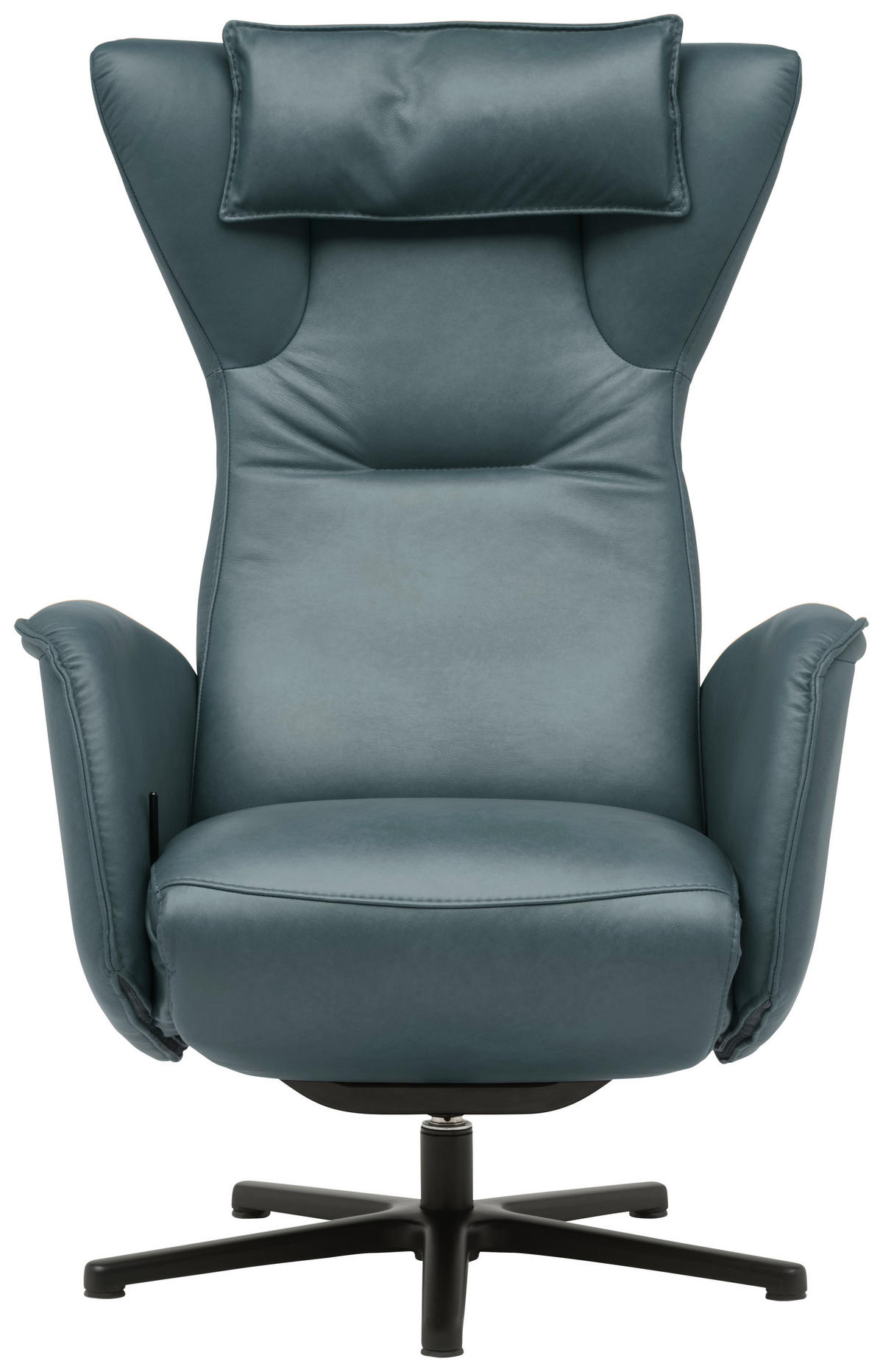 RELAXSESSEL Leder Graublau  - Graublau/Schwarz, Design, Leder/Metall (75/106/86cm) - Valdera
