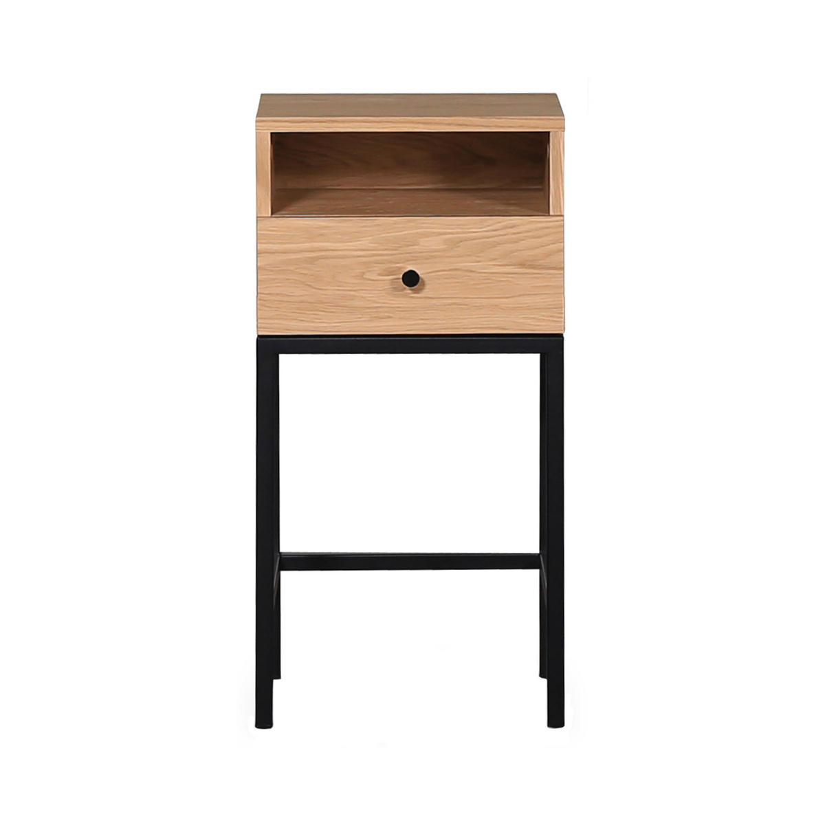 SÄNGBORD i faner ek mörkbrun  - svart/mörkbrun, Modern, metall/trä (28/70/35cm) - Niels Andersson