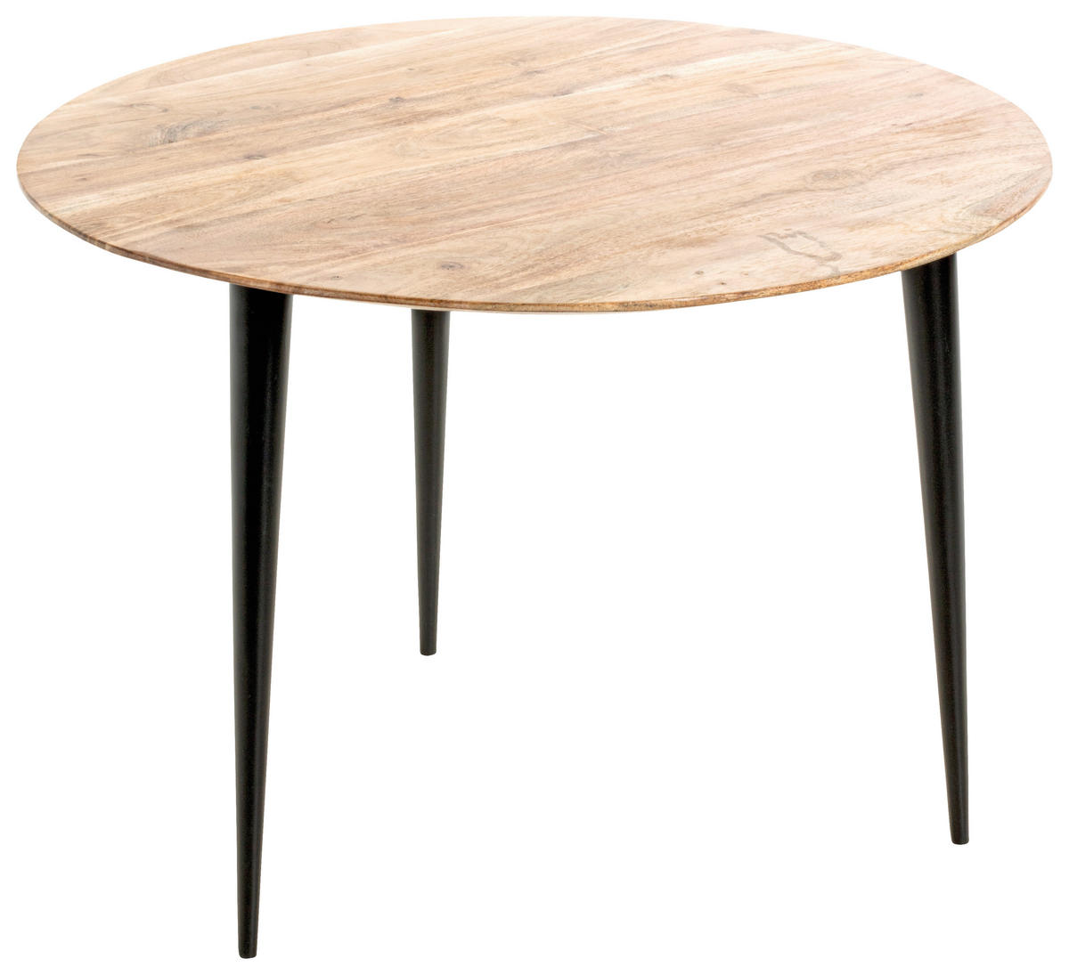 BEISTELLTISCH 65/65/46 cm Akazie massiv Schwarz, Akaziefarben rund  - Schwarz/Akaziefarben, KONVENTIONELL, Holz/Metall (65/65/46cm)