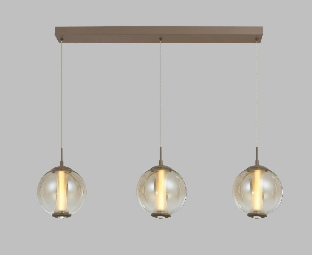LED-HÄNGELEUCHTE Orleans 94/150/18 cm  - Sandfarben, Design, Glas/Metall (94/150/18cm)