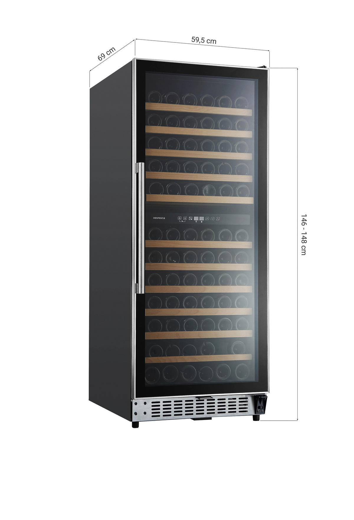 WEINKÜHLSCHRANK WKS122-19  - Schwarz, Trend, Glas/Kunststoff (59,5/146 - 148/69cm) - Respekta