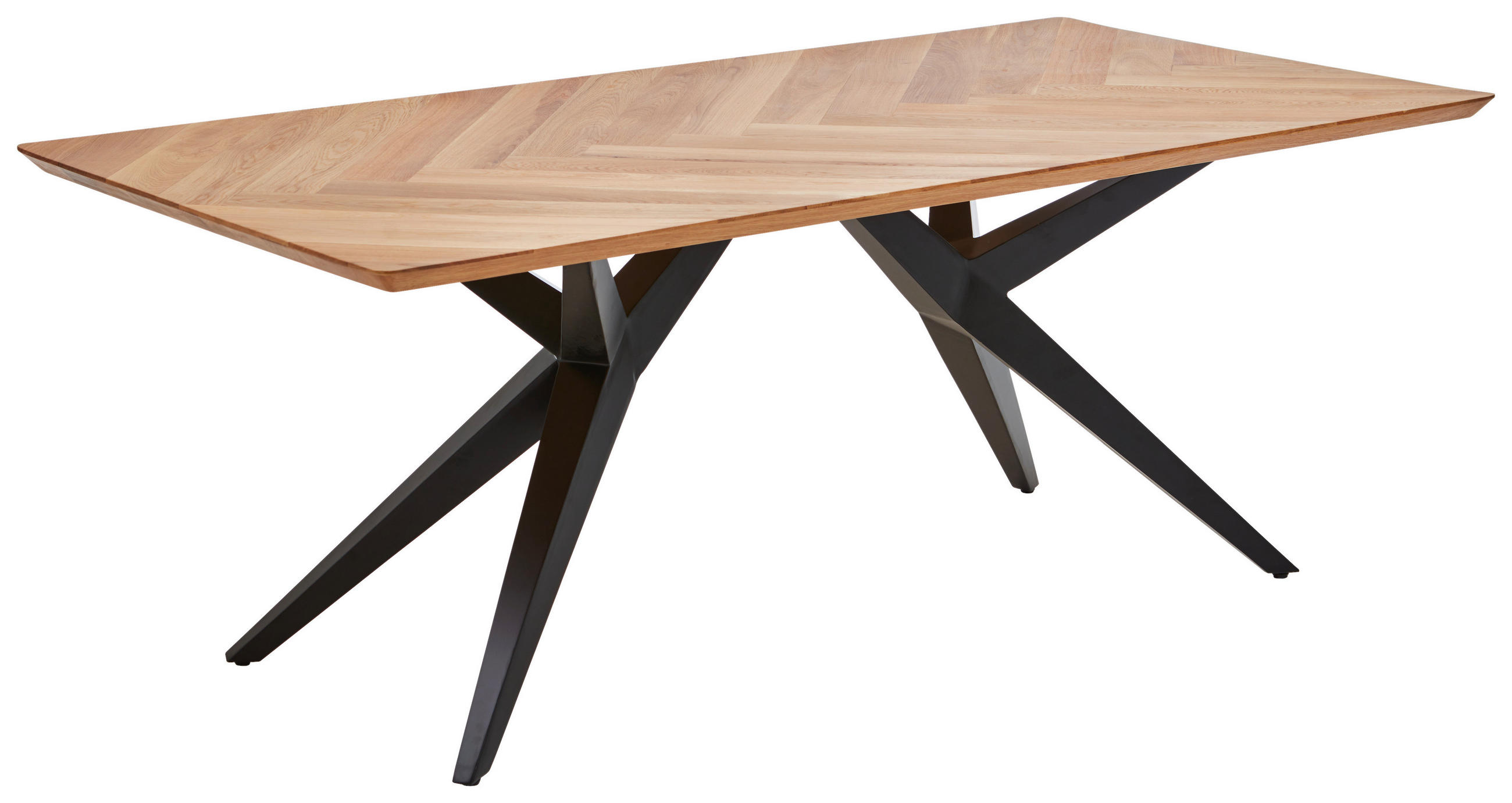 ESSTISCH in Holz 200/100/77 cm  - Eichefarben/Schwarz, Design, Holz/Metall (200/100/77cm) - Valdera