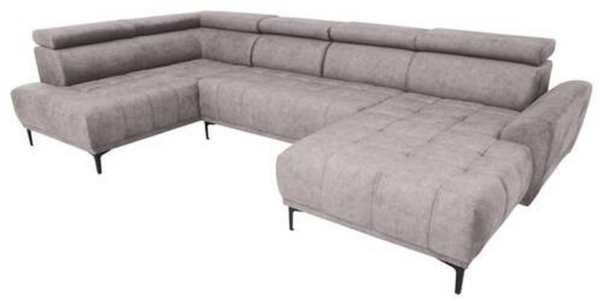 WOHNLANDSCHAFT in Velours Beige  - Beige/Schwarz, Design, Textil/Metall (191/340/172cm) - Stylife