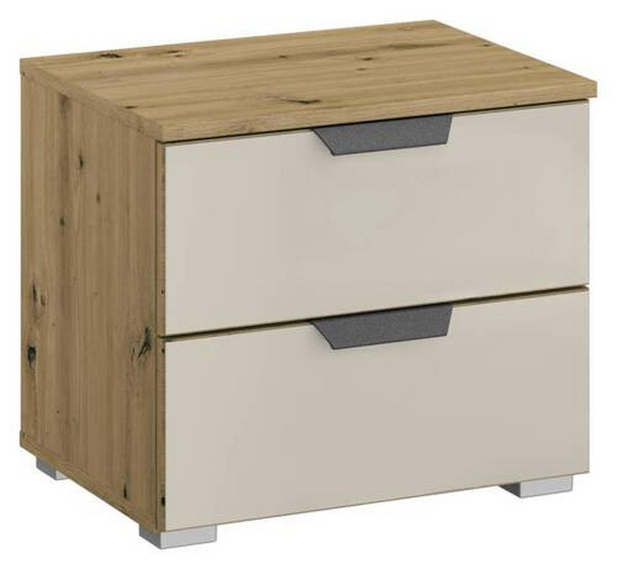 NACHTSCHRANK 47/43/42 cm  - Champagner/Alufarben, MODERN, Glas/Holzwerkstoff (47/43/42cm) - Rauch Möbel
