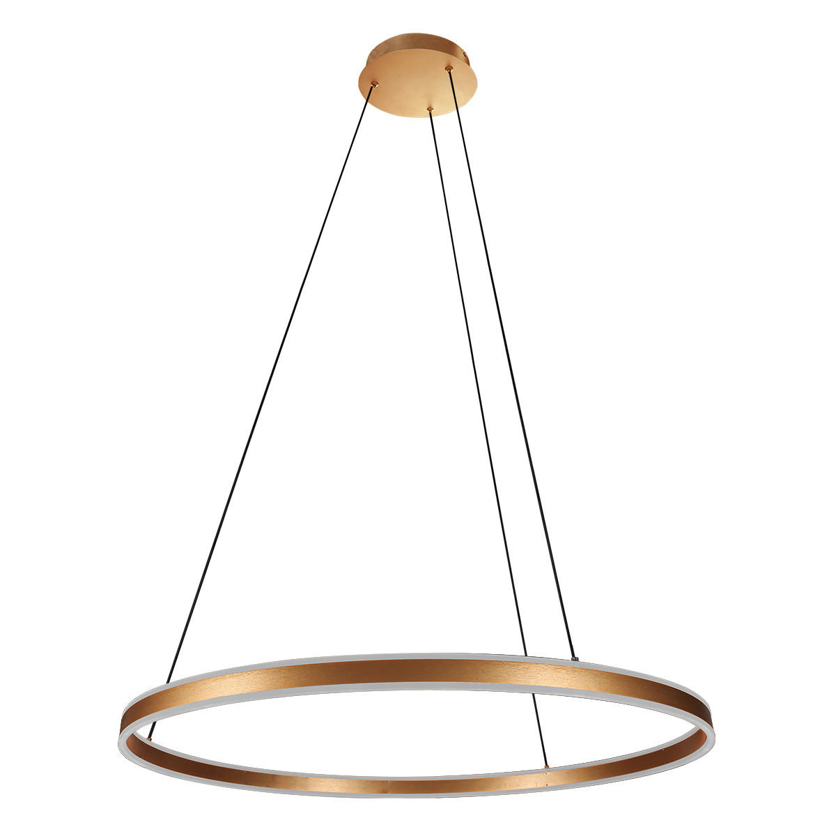 LED-PENDELLEUCHTE Ringlux 80/50-190 cm   - Goldfarben/Weiß, Design, Kunststoff/Metall (80/50-190cm)